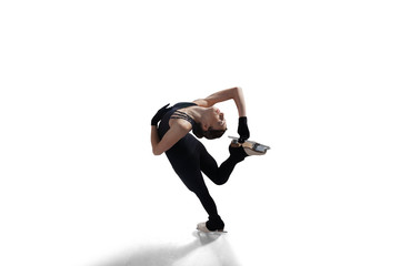 Figure skating girl isolated on white.