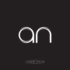 AN Initial Letter Split Lowercase Logo Modern Monogram Template Isolated on Black White
