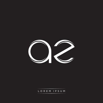 AZ Initial Letter Split Lowercase Logo Modern Monogram Template Isolated on Black White