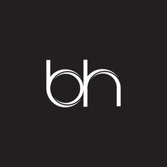 BH Initial Letter Split Lowercase Logo Modern Monogram Template Isolated on Black White