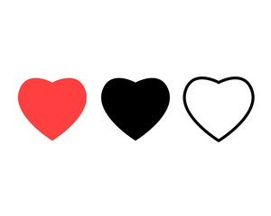 Social media like and heart icon shapes for live stream video, chat, likes on white background. Saint Valentines day vector illustration.