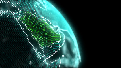Saudi Arabia Map Hologram Effect, KSA Digital global map