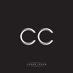 Fototapeta premium CC Initial Letter Split Lowercase Logo Modern Monogram Template Isolated on Black White