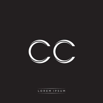 CC Initial Letter Split Lowercase Logo Modern Monogram Template Isolated on Black White