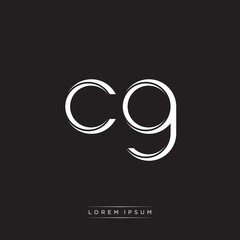 CG Initial Letter Split Lowercase Logo Modern Monogram Template Isolated on Black White