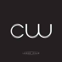CW Initial Letter Split Lowercase Logo Modern Monogram Template Isolated on Black White