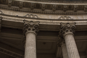Classic style columns of the Kazan Cathedral, St. Petersburg, Russia
