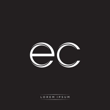 EC Initial Letter Split Lowercase Logo Modern Monogram Template Isolated on Black White