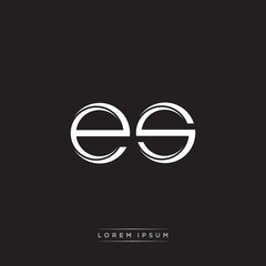 Fototapeta ES Initial Letter Split Lowercase Logo Modern Monogram Template Isolated on Black White obraz