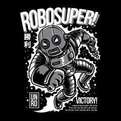 Robo Super Black and White Illustration
