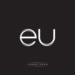 EU Initial Letter Split Lowercase Logo Modern Monogram Template Isolated on Black White