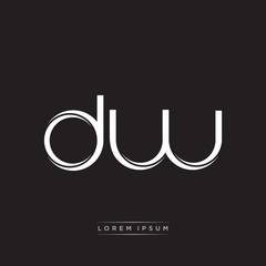 DW Initial Letter Split Lowercase Logo Modern Monogram Template Isolated on Black White