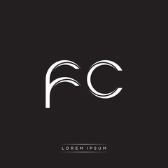 FC Initial Letter Split Lowercase Logo Modern Monogram Template Isolated on Black White