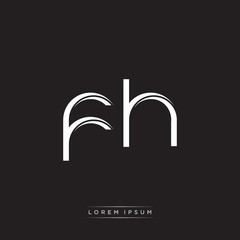FH Initial Letter Split Lowercase Logo Modern Monogram Template Isolated on Black White