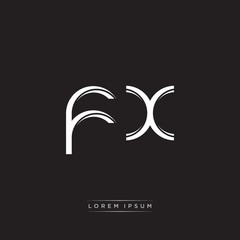 FX Initial Letter Split Lowercase Logo Modern Monogram Template Isolated on Black White
