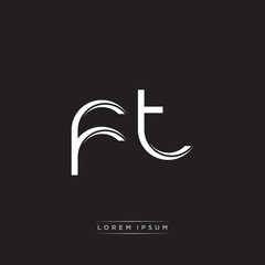 FT Initial Letter Split Lowercase Logo Modern Monogram Template Isolated on Black White