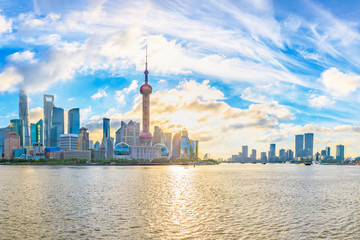 Fototapeta premium Architectural landscape and city skyline in Shanghai