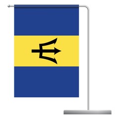 Barbados flag on pole icon