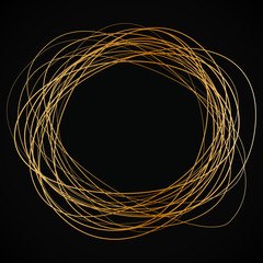 gold round frame on black background