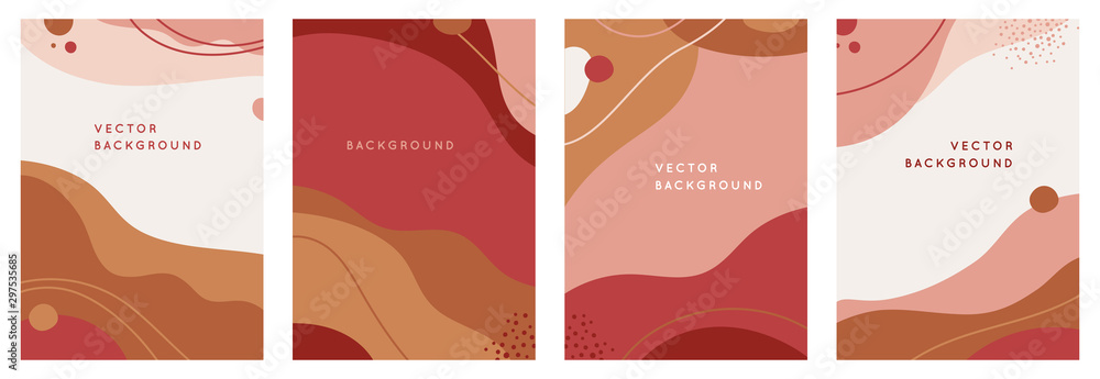 Leinwandbilder Vector set of abstract creative backgrounds in minimal trendy style with copy space for text - design templates for social media stories - simple, stylish and minimal wallpaper designs