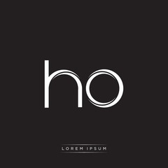 HO Initial Letter Split Lowercase Logo Modern Monogram Template Isolated on Black White