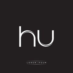 HU Initial Letter Split Lowercase Logo Modern Monogram Template Isolated on Black White