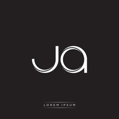JA Initial Letter Split Lowercase Logo Modern Monogram Template Isolated on Black White