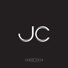 JC Initial Letter Split Lowercase Logo Modern Monogram Template Isolated on Black White
