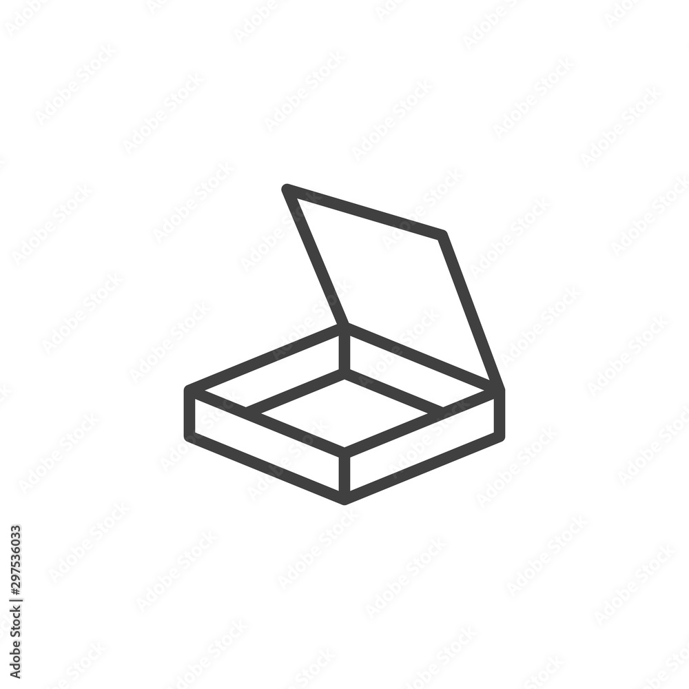Aufkleber empty pizza box line icon. open cardboard box linear style sign for mobile concept and web design. p