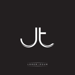 JT Initial Letter Split Lowercase Logo Modern Monogram Template Isolated on Black White