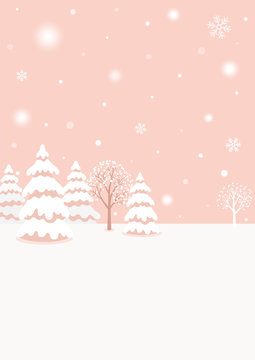 Snowy winter forest landscape background