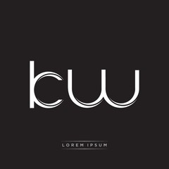 KW Initial Letter Split Lowercase Logo Modern Monogram Template Isolated on Black White
