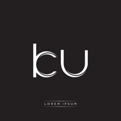 KU Initial Letter Split Lowercase Logo Modern Monogram Template Isolated on Black White