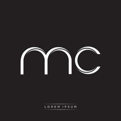 MC Initial Letter Split Lowercase Logo Modern Monogram Template Isolated on Black White