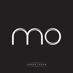 MO Initial Letter Split Lowercase Logo Modern Monogram Template Isolated on Black White