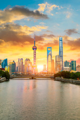 Obraz na płótnie Canvas Architectural landscape and city skyline in Shanghai