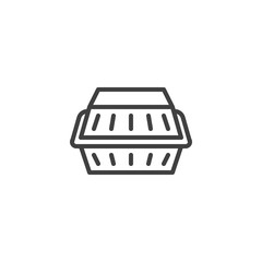 Food container line icon. linear style sign for mobile concept and web design. Food delivery box outline vector icon. Symbol, logo illustration. Vector graphics