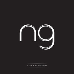 NG Initial Letter Split Lowercase Logo Modern Monogram Template Isolated on Black White