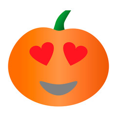Illustration. Emoji pumpkin eyes in the form of hearts.