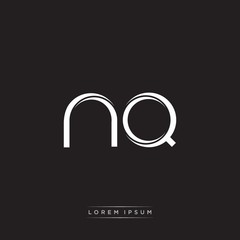 NQ Initial Letter Split Lowercase Logo Modern Monogram Template Isolated on Black White