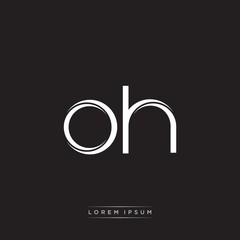 OH Initial Letter Split Lowercase Logo Modern Monogram Template Isolated on Black White