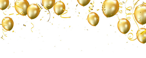 Celebration banner with Gold balloons background. Sale Vector illustration.