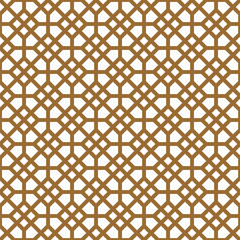 Seamless geometric pattern in golden and white.Japanese style Kumiko.