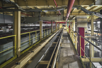 Empty conveyor belt on the production line