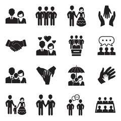 Together Icons. Black Flat Design. Vector Illustration.