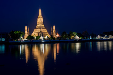 Wat Arun Temple at sunset in bangkok Thailand.