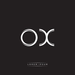 OX Initial Letter Split Lowercase Logo Modern Monogram Template Isolated on Black White