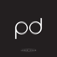 PD Initial Letter Split Lowercase Logo Modern Monogram Template Isolated on Black White