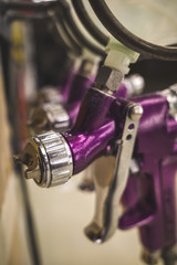 spray guns in the paint shop repair shop