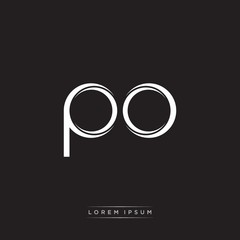 PO Initial Letter Split Lowercase Logo Modern Monogram Template Isolated on Black White